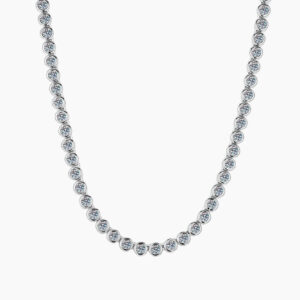 Round Bezel Tennis Chain Necklace | Custom Premium Metal Alloy Name Necklace - Engravely