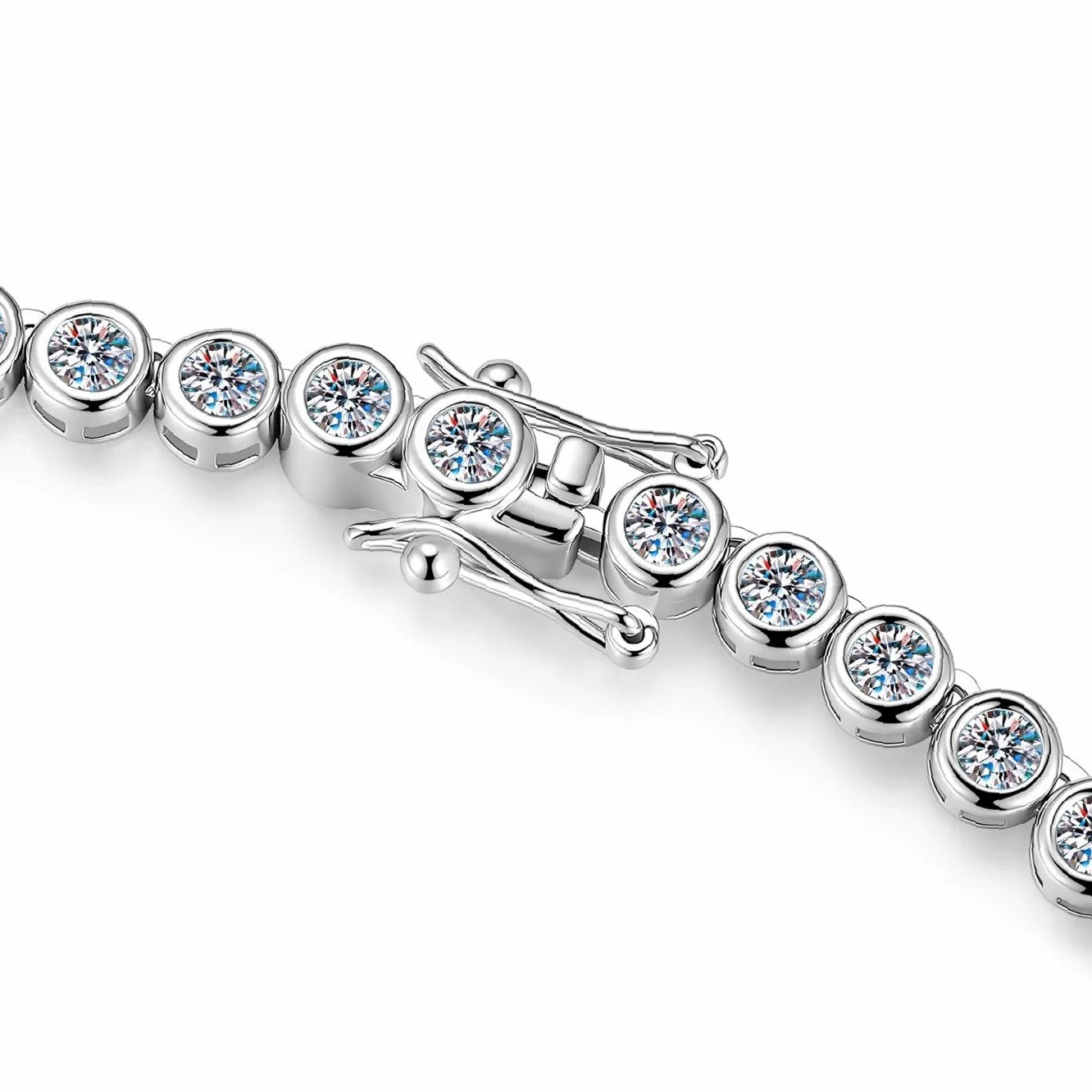 Round Bezel Tennis Chain Necklace | Custom Premium Metal Alloy Name Necklace - Engravely - Image 4