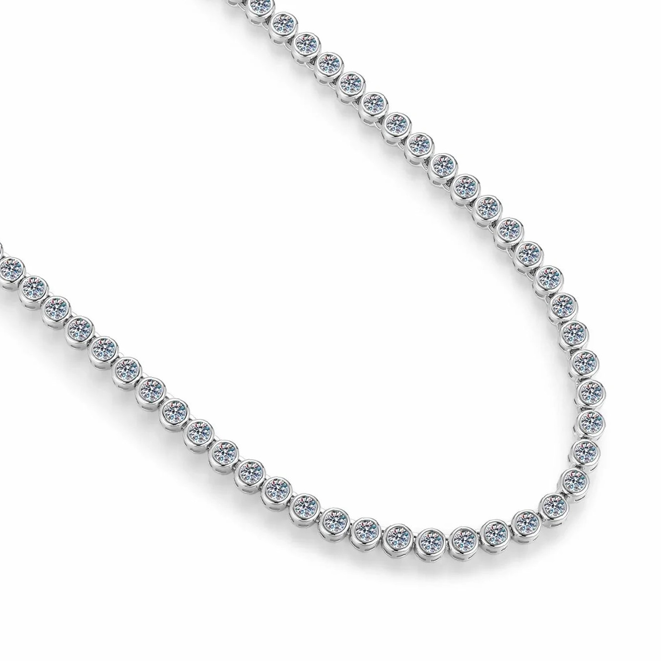 Round Bezel Tennis Chain Necklace | Custom Premium Metal Alloy Name Necklace - Engravely - Image 5