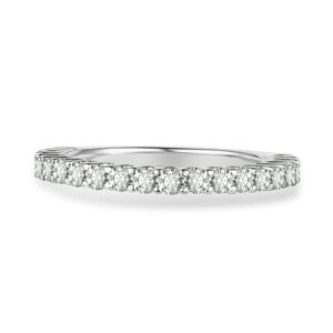 Round Cut Moissanite Half Eternity Band | Engravely Custom Premium Metal Alloy Jewelry