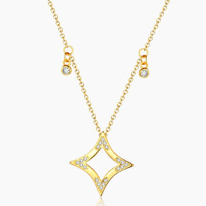 Stella Aperta Pendant Necklace | Custom Premium Metal Alloy Name Necklace - Engravely