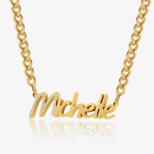 Thick Nameplate Necklace w/ Cuban Chain | Custom Stainless Steel Name Necklace - Engravely