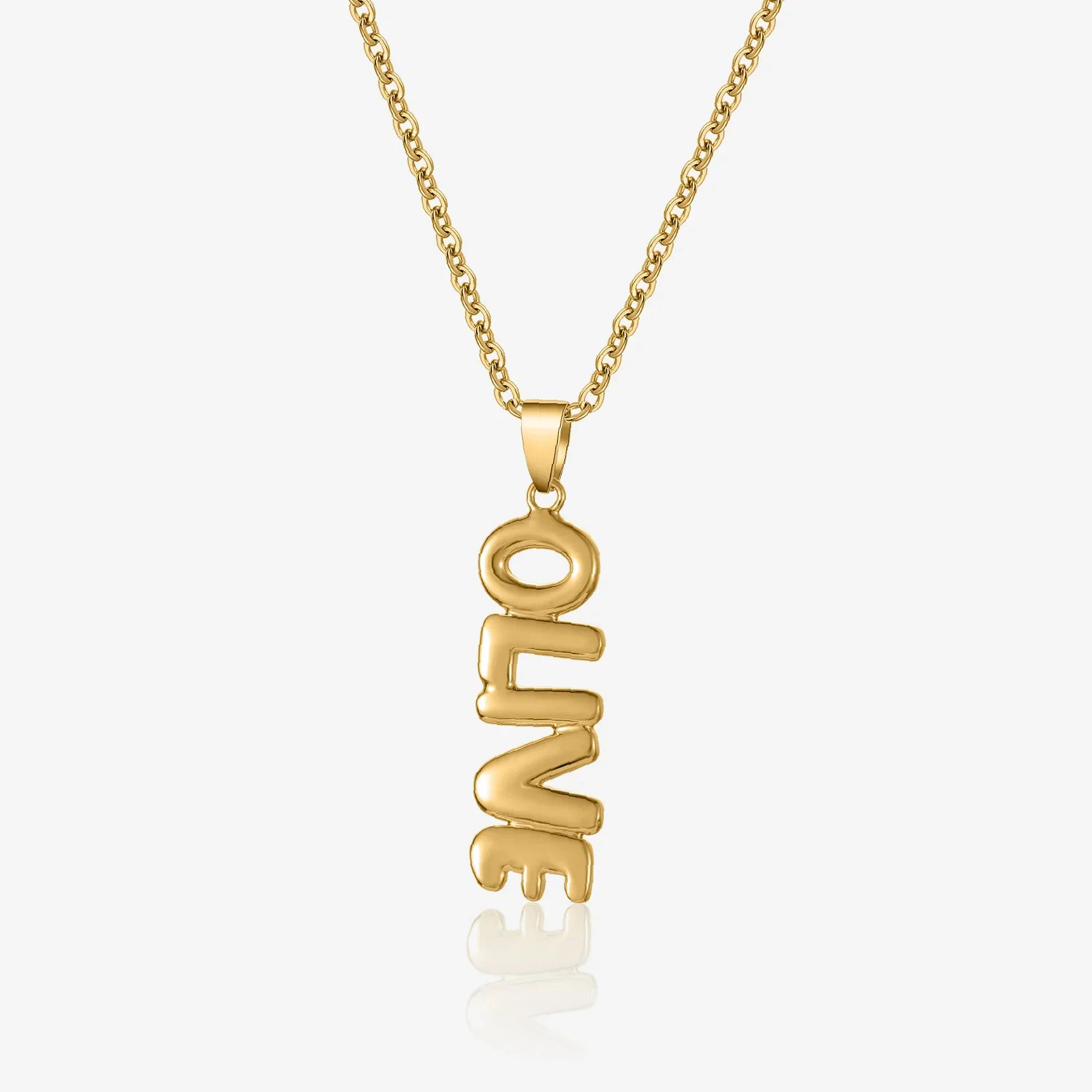 Vertical Bubble Name Necklace | Custom Premium Metal Alloy Name Necklace - Engravely