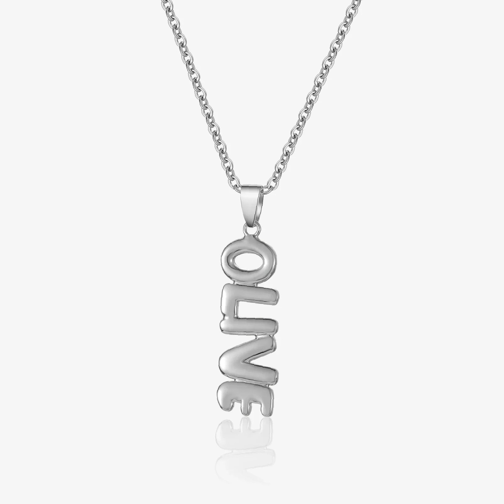 Vertical Bubble Name Necklace | Custom Premium Metal Alloy Name Necklace - Engravely - Image 3